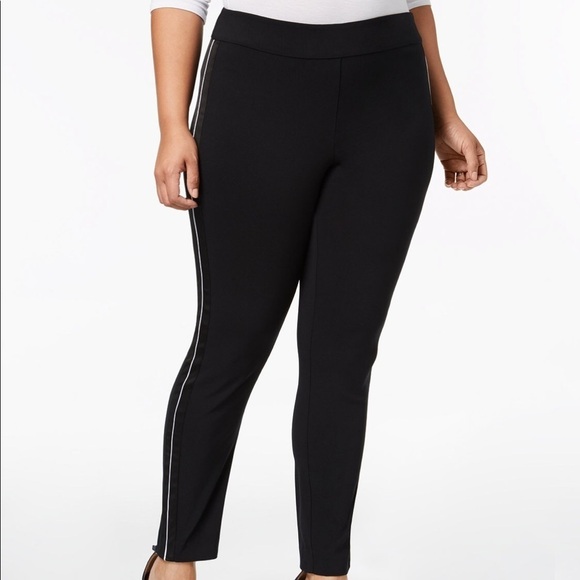 I.N.C women plus size satin stripe skinny pants 24W - Picture 2 of 6